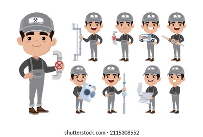 Plumber character with different poses