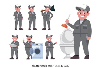 Plumber character with different poses