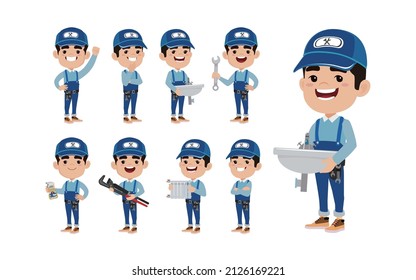 Plumber character with different poses