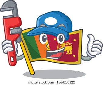 Plumber character on the cartoon flag sri lanka