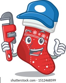 Plumber christmas stocking character in a bag