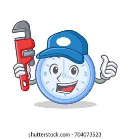 Plumber clock character cartoon style