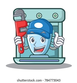 Plumber coffee maker character cartoon