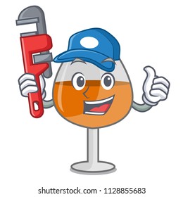 Plumber cognac ballon glass mascot cartoon