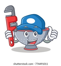 Plumber colander utensil character cartoon