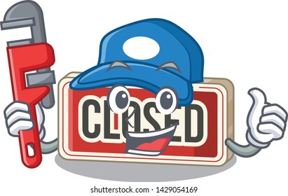 Plumber colsed sign toys on the cartoon