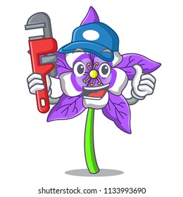 Plumber columbine flower mascot cartoon