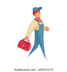 Plumber composition with isolated cartoon style home fixture fixing image on blank background vector illustration