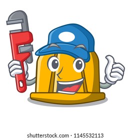 Plumber construction helmet mascot cartoon