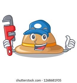 Plumber cork hat in a cartoon style