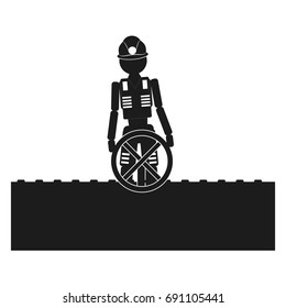 The plumber covers the faucet Vector black icon on white background.