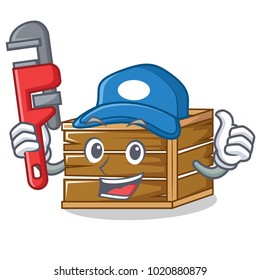 Plumber crate mascot cartoon style