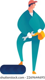 Plumber Curvy 2 UI Banner Illustration Vector EPS