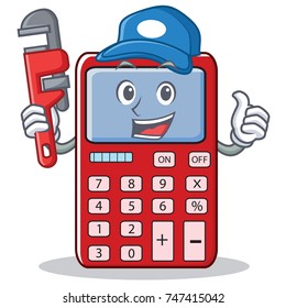 Plumber cute calculator character cartoon