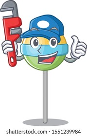 plumber cute round lollipop isolated with the cartoon