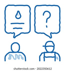 Plumber Discuss sketch icon vector. Hand drawn blue doodle line art Plumber Discuss sign. isolated symbol illustration
