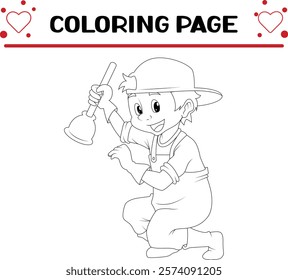 plumber are doing job coloring page for kids