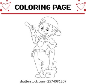 plumber are doing job coloring page for kids