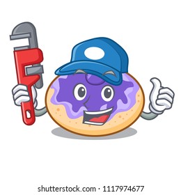 Plumber donut blueberry mascot cartoon