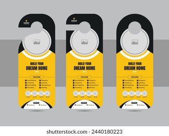 Plumber door hanger template layout or home repair, home renovation door hanger design template vector layout