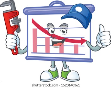 Plumber down graphic board on white background.