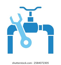 Plumber dual tone blue color icon, mini, small illustration. use for modern concept, print, UI, UX kit, web and app development. Vector EPS 10, related to industrial, business, finance, investment.