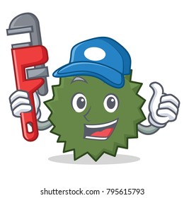 Plumber Durian mascot cartoon style