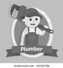 plumber in emblem black and white style