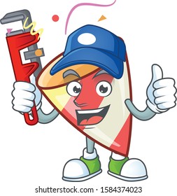 Plumber exploding confetti on cartoon character mascot design