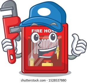 Plumber fire hose cabinet on the cartoon
