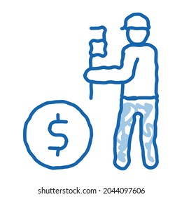 Plumber Fix Cost sketch icon vector. Hand drawn blue doodle line art Plumber Fix Cost sign. isolated symbol illustration