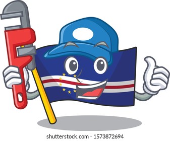 Plumber flag cape verde on cartoon character mascot design