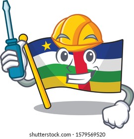 Plumber flag central african on cartoon character mascot design