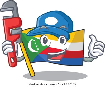 Plumber flag comoros on cartoon character mascot design