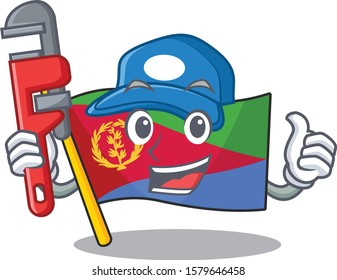 Plumber flag eritrea on cartoon character mascot design Plumber flag eritrea on cartoon character mascot design