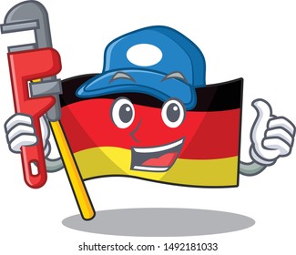 Plumber flag germany mascot folded on cartoon table
