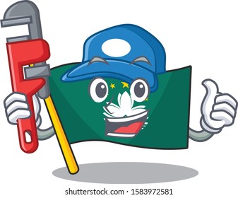 Plumber flag macau on cartoon character mascot design