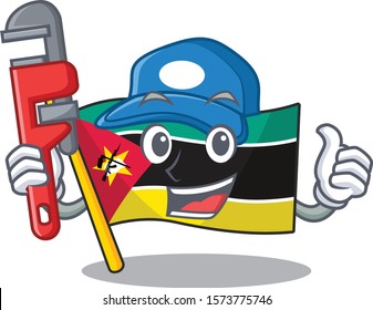 Plumber flag mozambique on cartoon character mascot design Plumber flag mozambique on cartoon character mascot design
