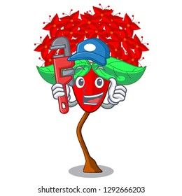 Plumber flower ixora isolated with the mascot