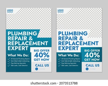 Plumber Flyer Templates Design. Editable A4 Size Template