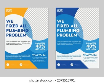 Plumber Flyer Templates Design. Editable A4 Size Template