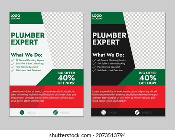 Plumber Flyer Templates Design. Editable A4 Size Template