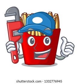 Plumber french fries above the mascot board