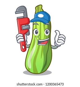 Plumber fresh vegetable zucchini isolated on mascot