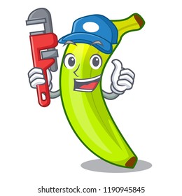 Plumber fruit green bananas isolated on mascot