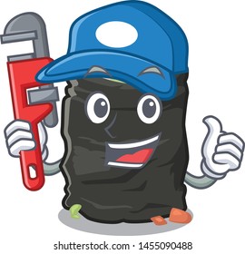 Plumber garbage bag behind the character door