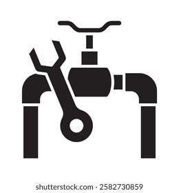 Plumber glyph icon. use for modern concept, print, UI, UX kit, web and app development. Vector EPS 10, related to industrial, business, finance, investment.