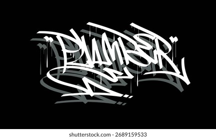 Diseño de estilo de etiqueta de graffiti PLUMBER