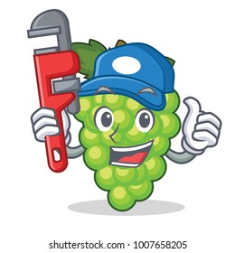 Plumber green grapes mascot cartoon