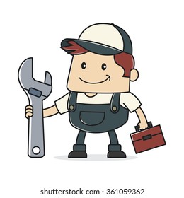 Plumber holding adjustable wrench